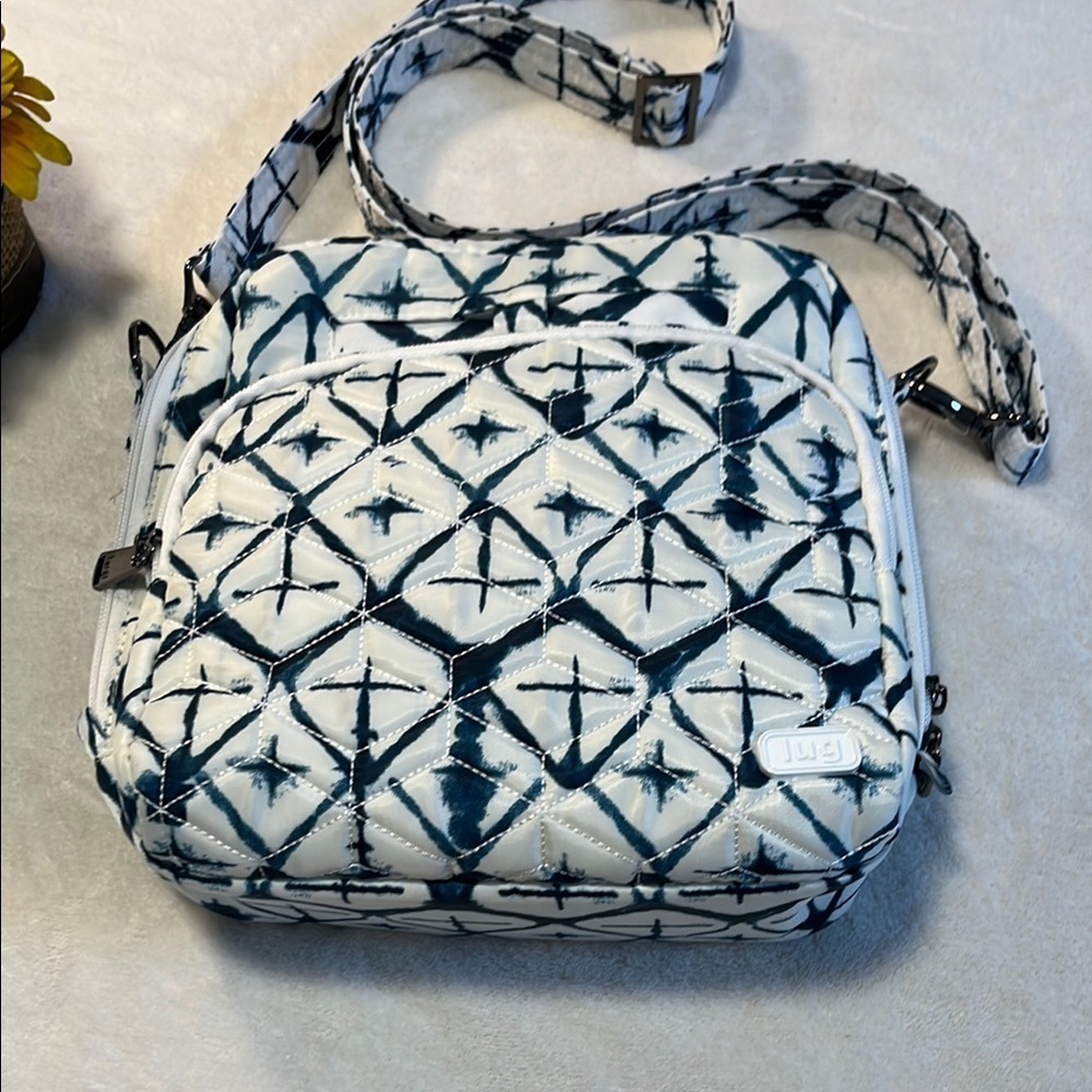 Lug Blue and White Geometric Crossbody Bag